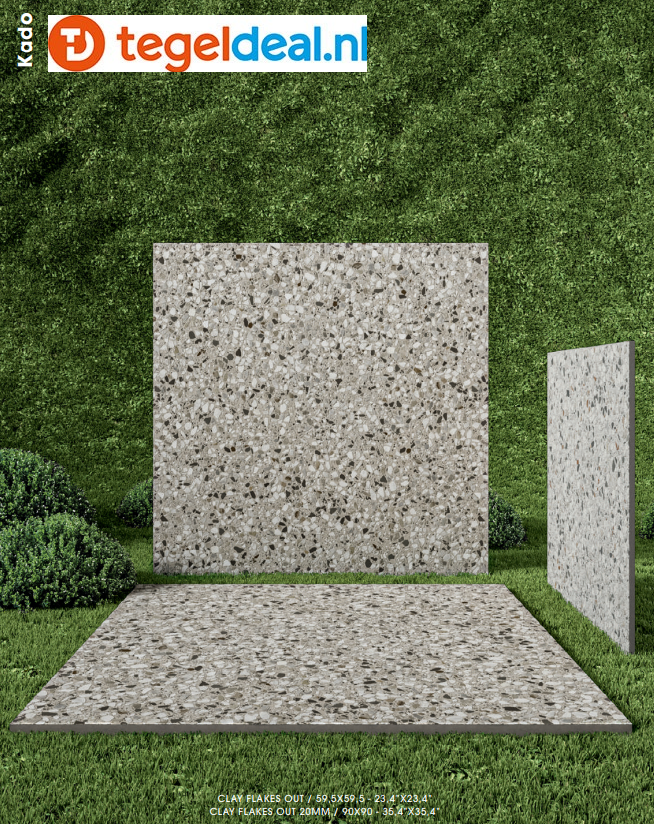 ASCOT DOM, Kado CLAY Flakes, 90x90x2 cm, 02DKDF9902OR, terrastegels
