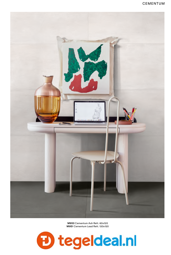Marazzi Cementum ASH, 60x60 cm Nat., M9SU, cementlook tegels Marazzi Cementum ASH, 60x60 cm Nat., M9SU, cementlook tegels