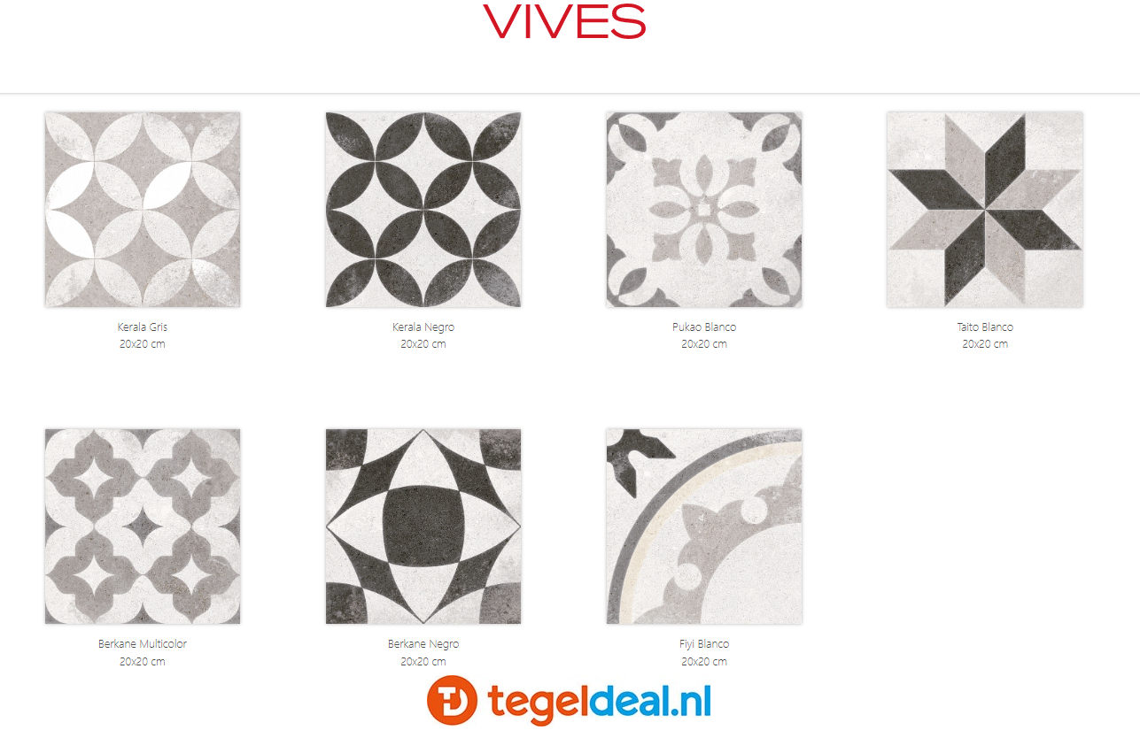 VLT Vives Nassau, 20x20 cm, 7 geometrische decors met 'goud' accent