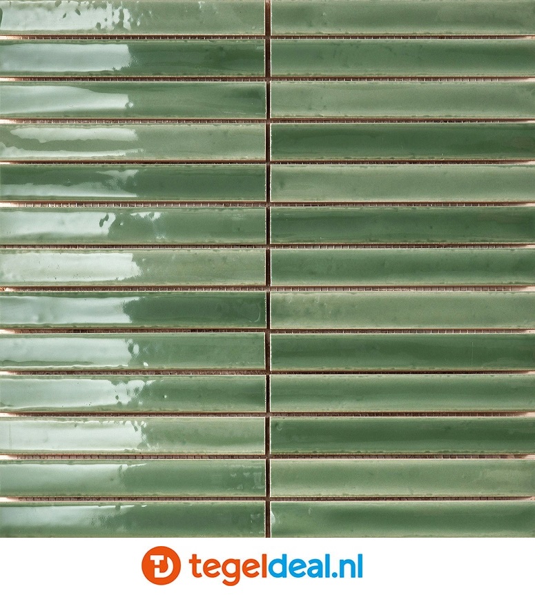 Short Stick Gloss Apple, 2x15 cm, handvorm mozaïek wandtegels