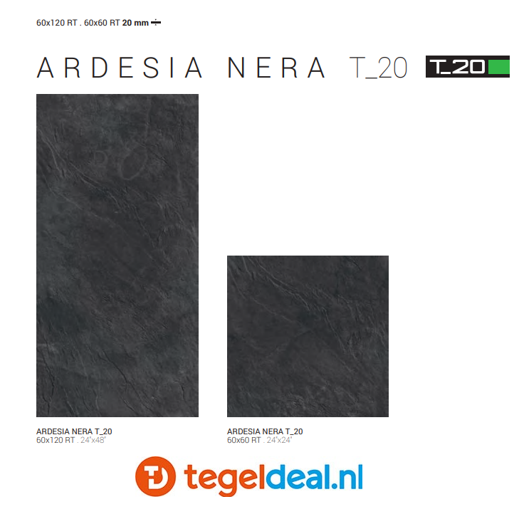 TRT Supergres Stonework Ardesia Nera, 60x60x2 cm