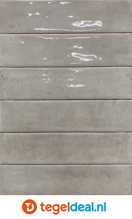 Ribesalbes, Vibe, Grey, 7,5x30 cm, handvorm wandtegels