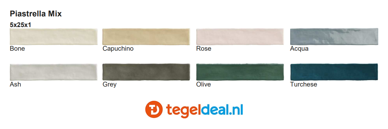 Natucer Piastrella Mix, 5x25 cm wandtegels Natucer Piastrella Mix, 5x25 cm wandtegels