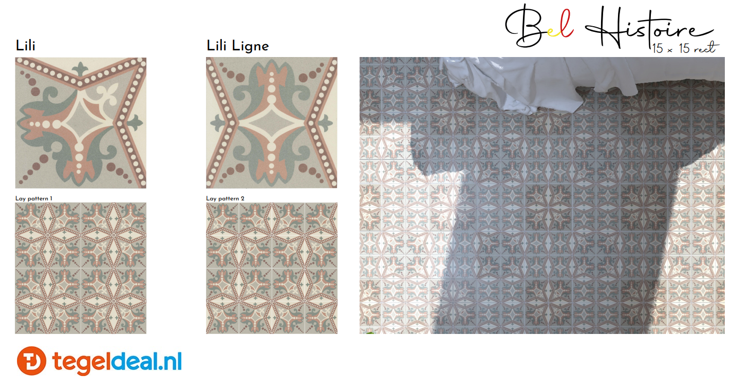 Revoir Paris, Bel-Histoire LILI Ligne, 15x15 cm, patroontegels Revoir Paris, Bel-Histoire LILI Ligne, 15x15 cm, patroontegels