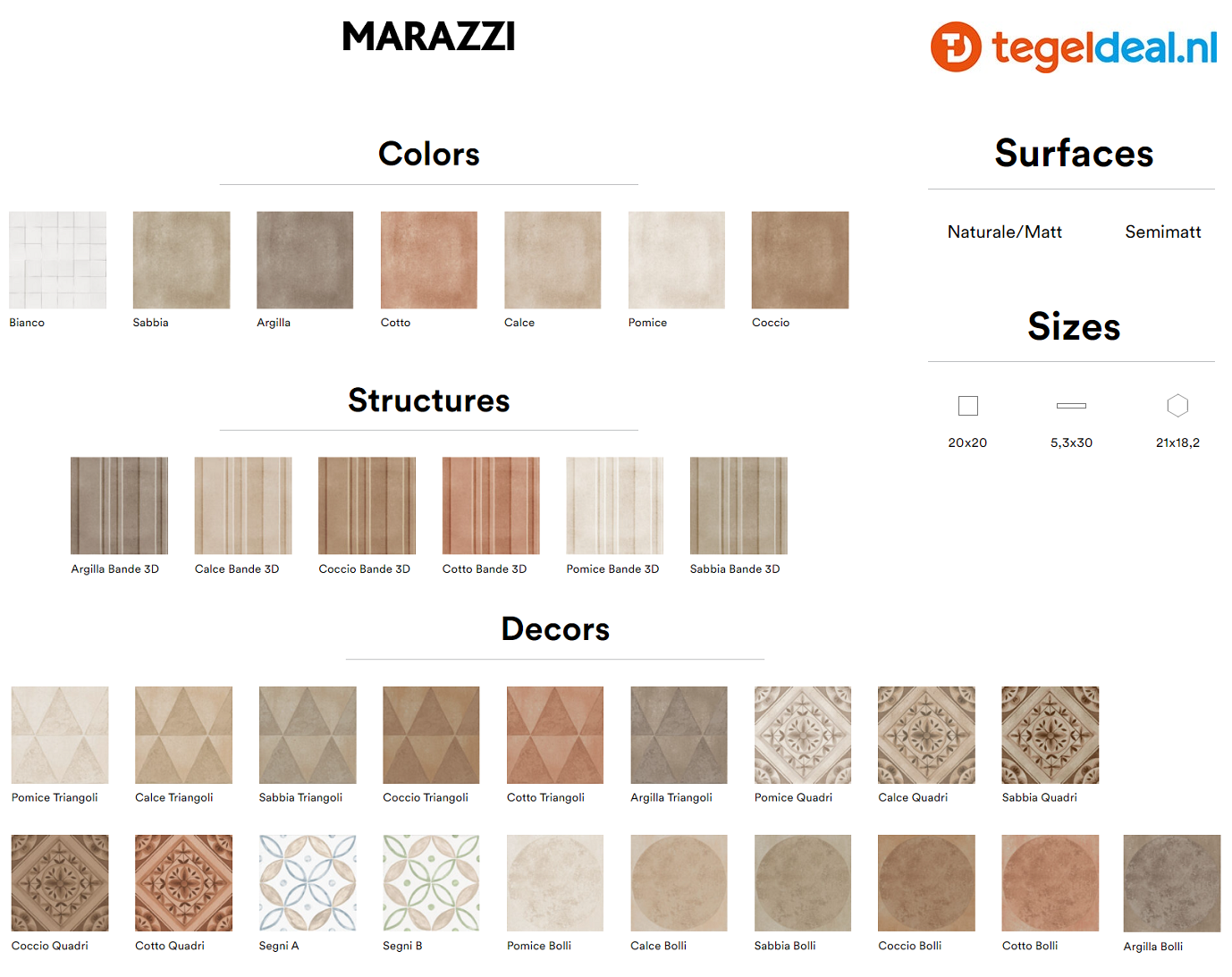 Marazzi ArtCraft SABBIA, 21x18 cm MGSX,  terracottalook hexagon tegels 