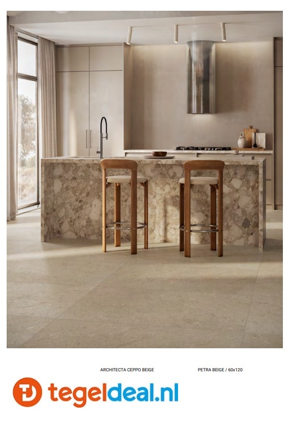 ASCOT, Architecta PETRA BEIGE, 120x120 cm, art. A2ARC00420MS, natuursteenlook tegels  