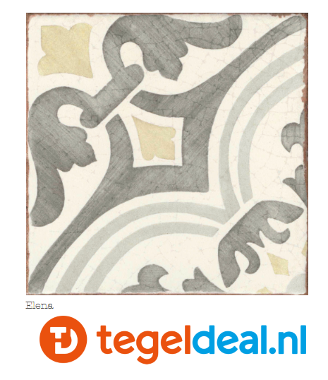 Nanda Tiles, Villa Remi, 15x15 cm, vintage patroontegels voor vloer en wand 
