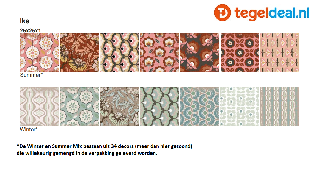 Codicer, Ike, 25x25 cm, Summer en Winter, patroontegels