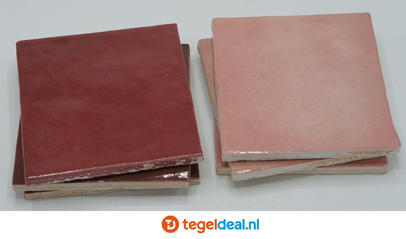 Equipe, Artisan Burgundy, 13x13 cm, art 24457, handvorm wandtegels