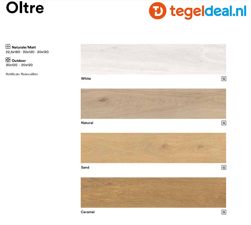 Marazzi, Oltre, houtlook tegels - 4 kleuren - 4 formaten