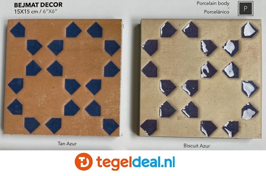 WOW Design, Bejmat TAN AZUR, 15x15 cm DECOR wandtegels