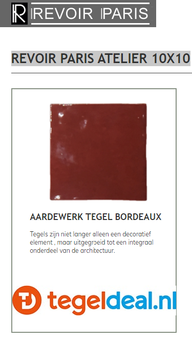 WDT Revoir Paris, Atelier Bordeaux, 10x10 cm glans WDT Revoir Paris, Atelier Bordeaux, 10x10 cm glans