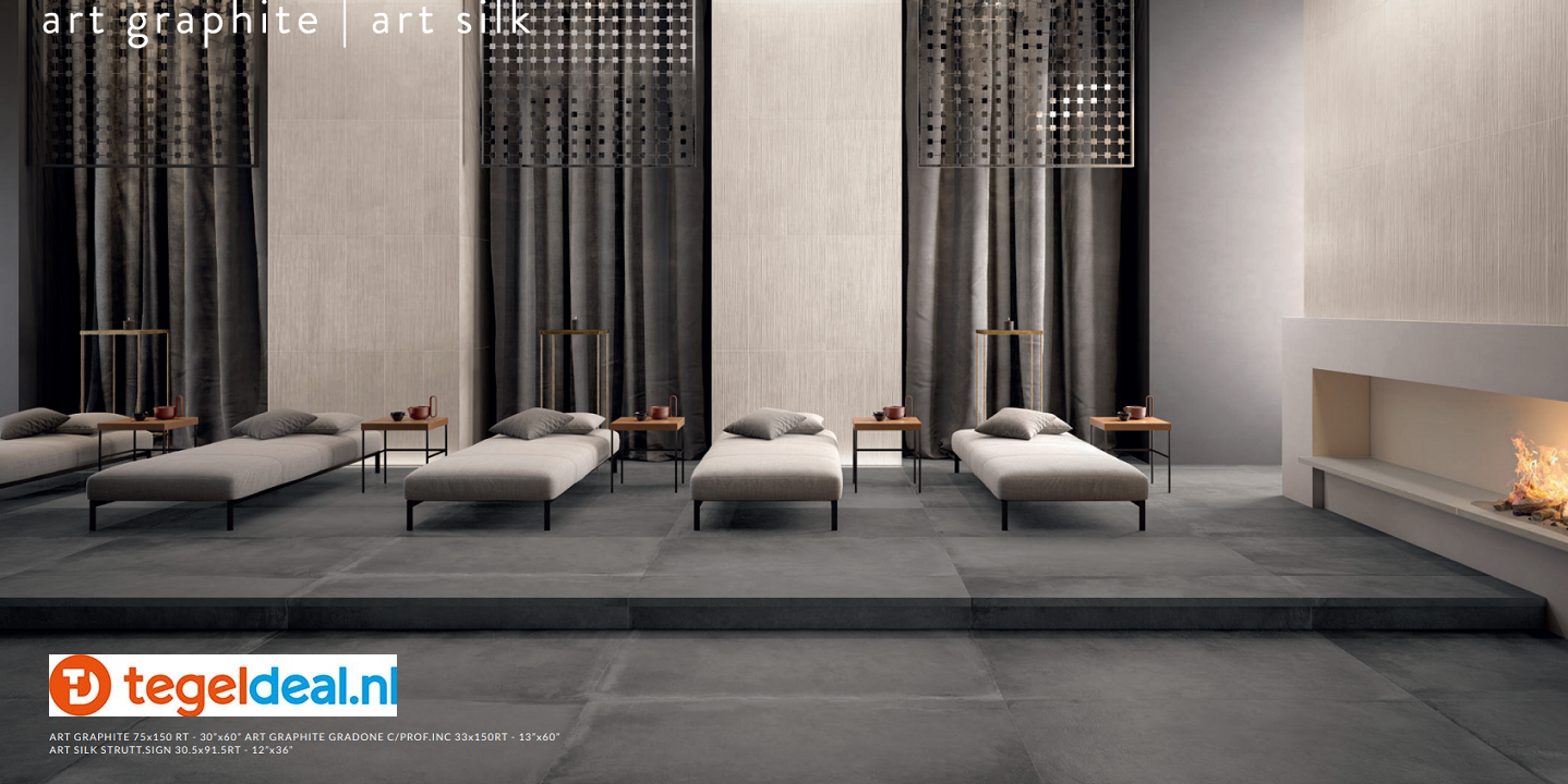 Supergres Art Graphite, 75x150 cm, R5ØG, betonlook tegels