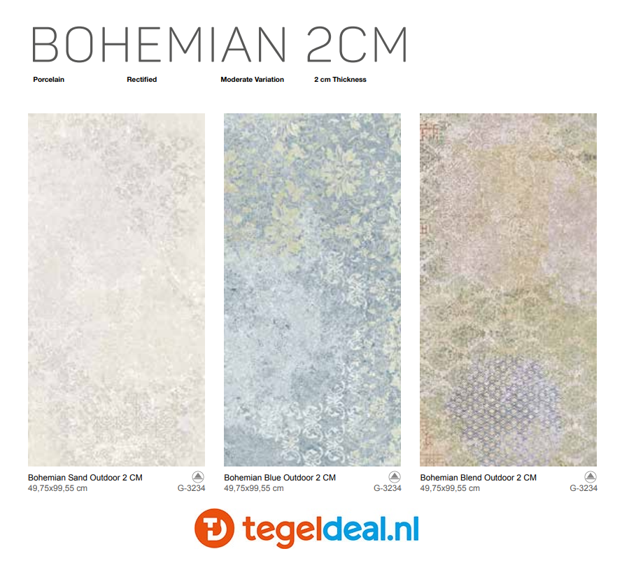 TRT Aparici Bohemian BLEND, 49,75 x 99,55 x 2 cm terrastegels 