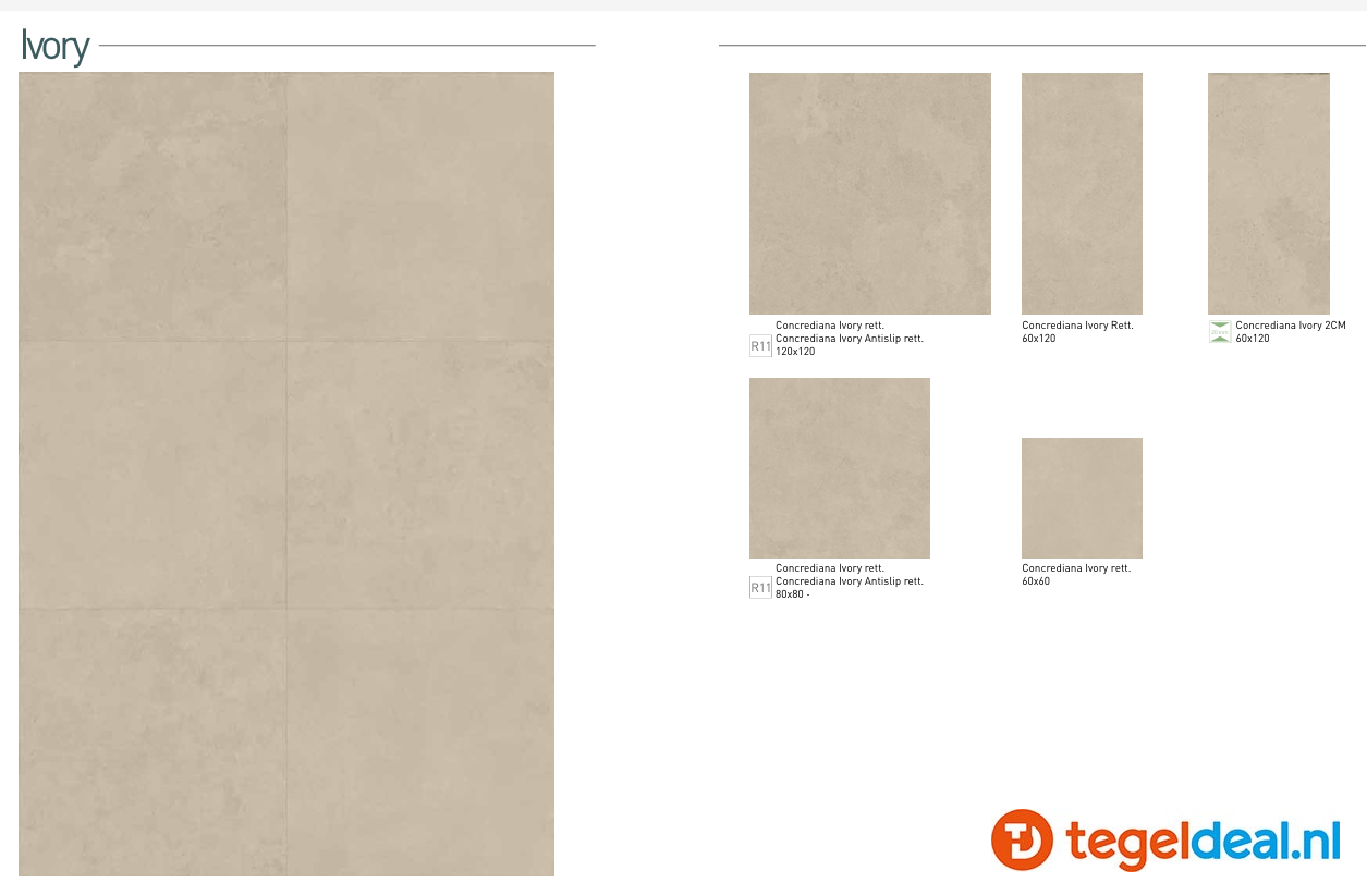 SIL Ceramiche, Concrediana IVORY, 120x120 cm Natural