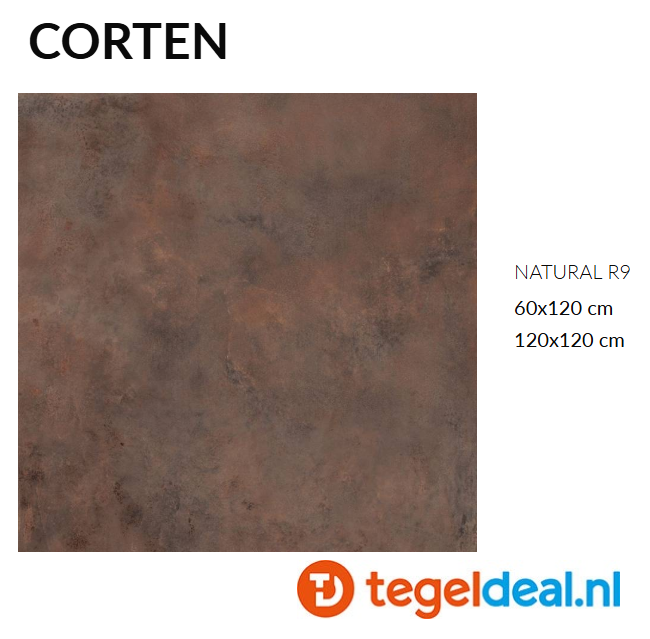 Supergres Irony, CORTEN, 60x120 cm, metaallook tegels - €39,50 per m2 incl. btw