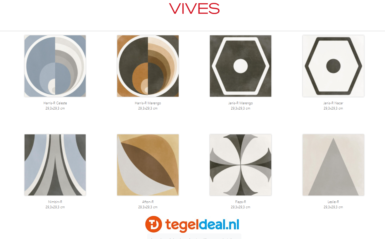 VLT Vives Pop Tile, 29,3x29,3 cm, 8 uni kleuren 