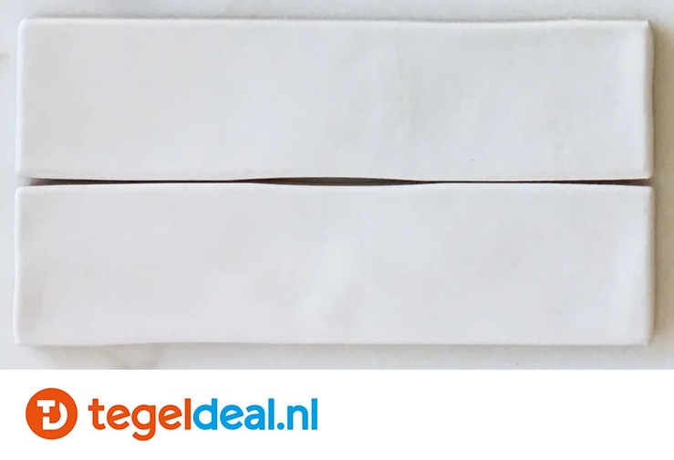 OPRUIMING : 2,24 m2 Bestile, Chalk, Blanco, 7,5x30 cm, handvorm wandtegels - 2,24 m2 voor 50,00 euro 