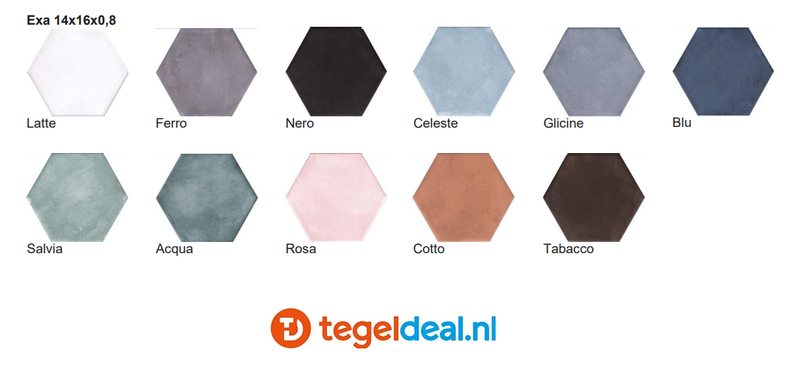 Tonalite, Exanuance, 14x16 cm, hexagon vloer- en wandtegels Tonalite, Exanuance, 14x16 cm, hexagon vloer- en wandtegels