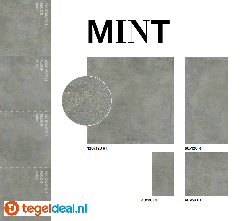 VLT Supergres Your Match MINT, 60x60 cm, MMNO cementlook tegels
