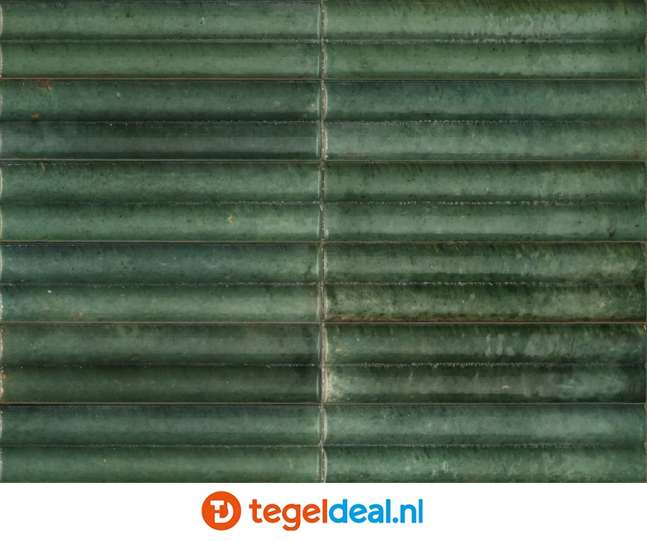 Marazzi Lume GREEN, 6x24 cm Swing 3D MP92, wandtegels met reliëf
