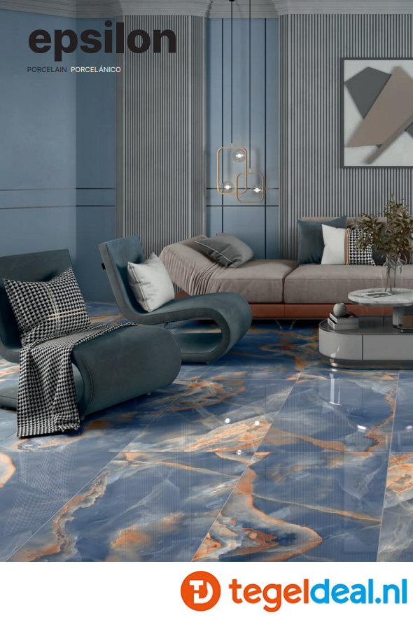 Villa, Epsilon BLUE, 60x120 cm Super-Polished, onyx-look tegels - €39,50 per m2 