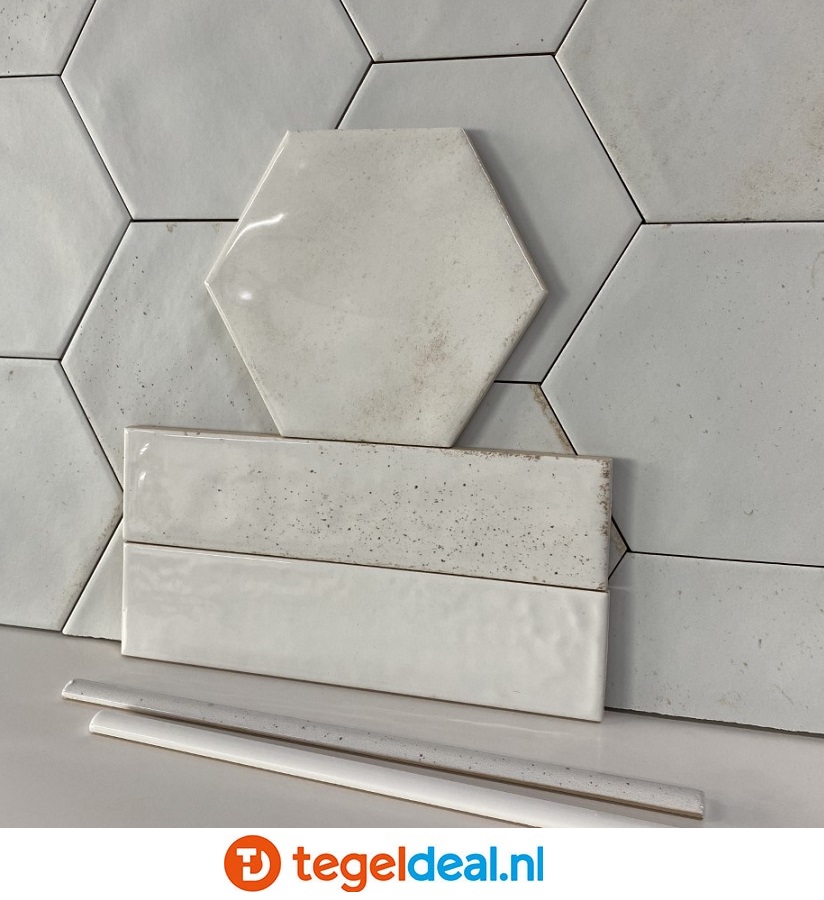 Ribesalbes Hope WHITE mat, 15x17,3 cm hexagon tegels
