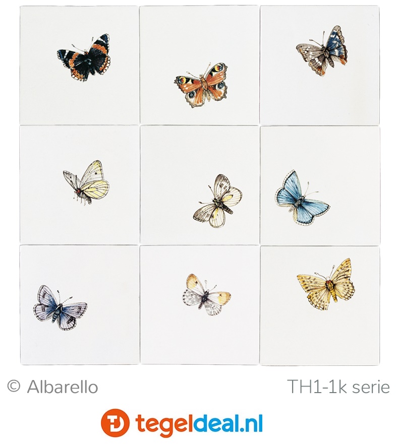 TH-1-1k Vlinders, 13 x 13 cm, handbeschilderd