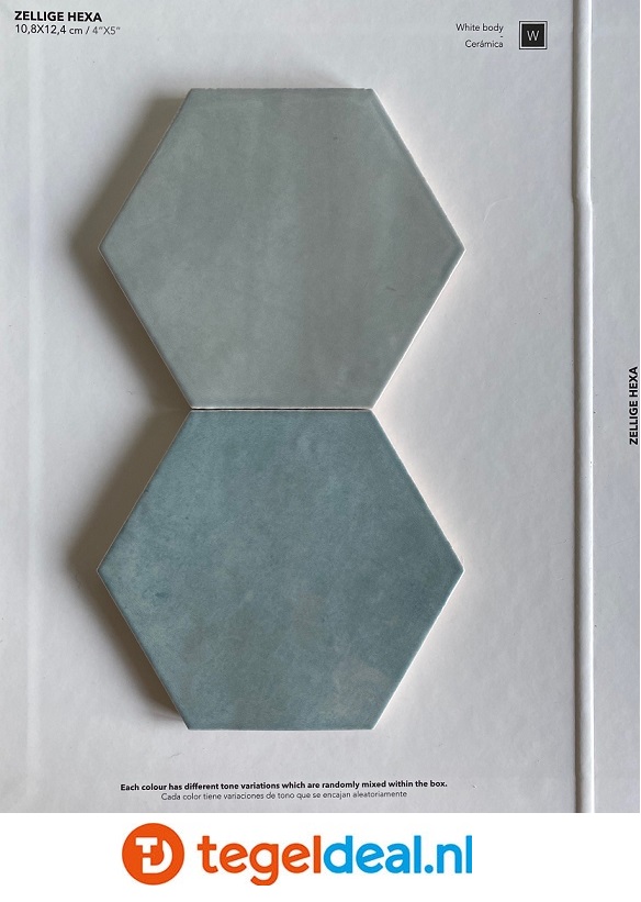 WOW Design, Zellige Hexa AQUA, 10,8x12,4 cm, hexagon wandtegels 