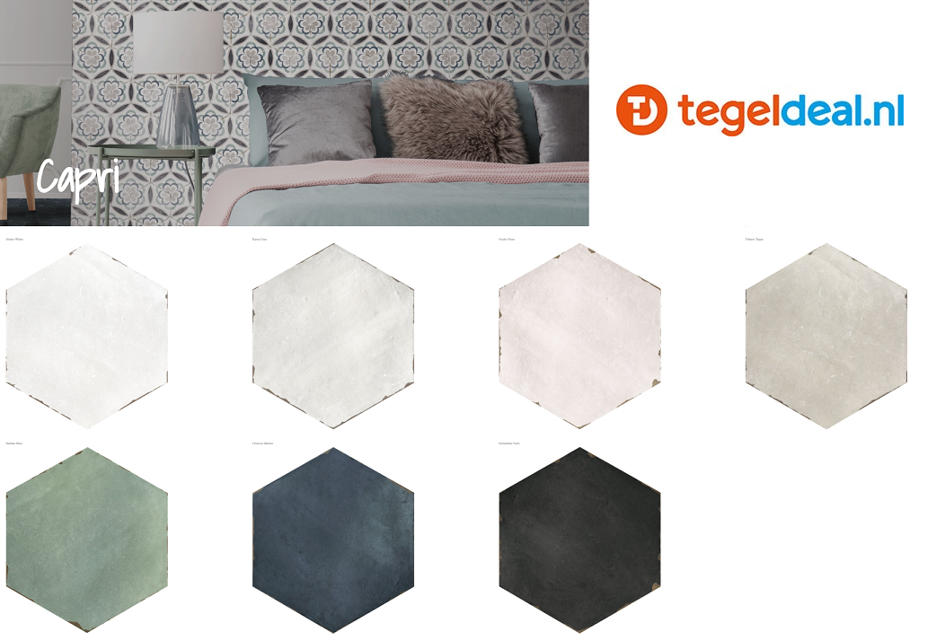 Nanda Tiles, Capri TIBERIO TAUPE, 14x16 cm, hexagon tegels