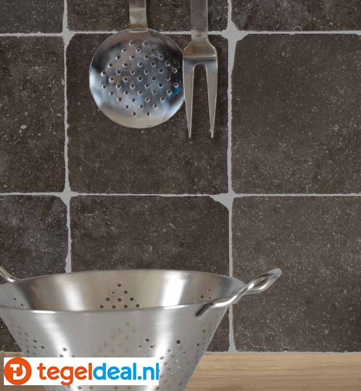 ACTIE - SIL Ceramiche Milestone Dark, 20x20 cm getrommeld - OP VOORRAAD