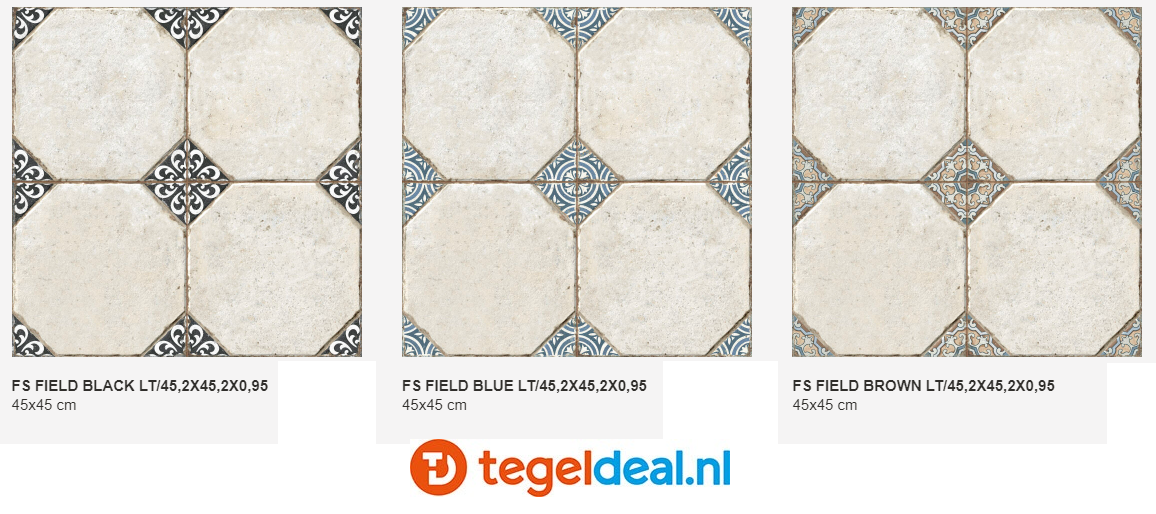 Peronda, Fs Field, 45x45 cm, 3 kleuren , vintage patroontegels