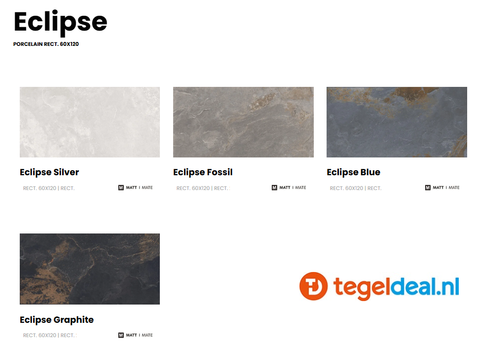 Villa, Eclipse GRAPHITE, 60x120 cm MATT, natuursteenlook tegels - €34,50 per m2   