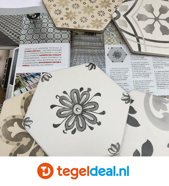 Tonalite, Examatt, 15x17 cm, hexagon vloer- en wandtegels Tonalite, Examatt, 15x17 cm, hexagon vloer- en wandtegels