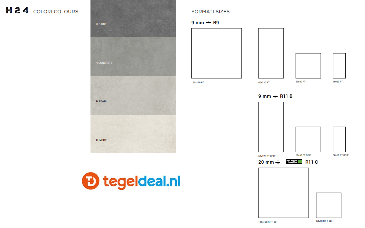 TRT Supergres H.24 Concrete, 60x60x2 cm HCT6, OUTDOOR terrastegels