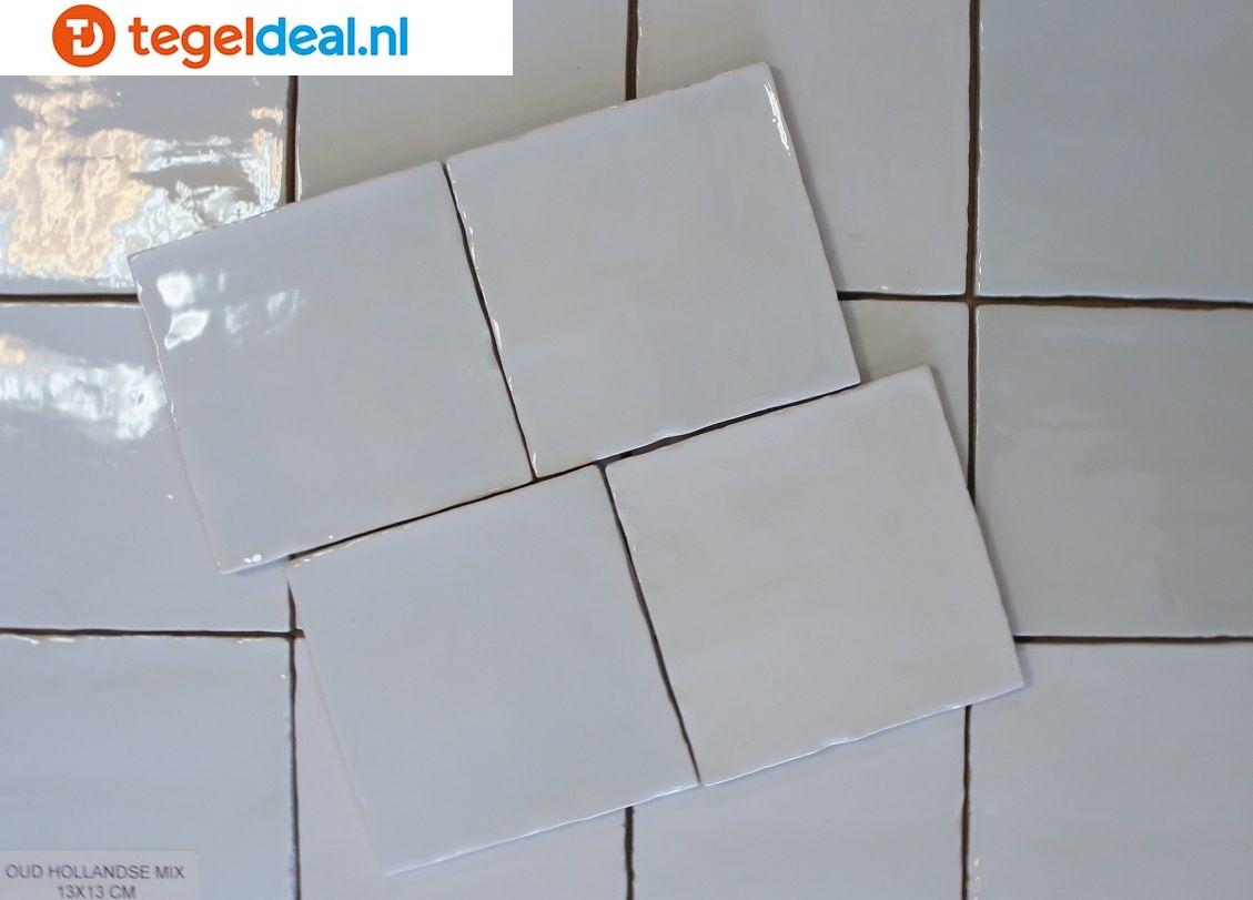 Handvorm wandtegels OUD HOLLANDSE MIX  glans, 13x13 cm - OP VOORRAAD 