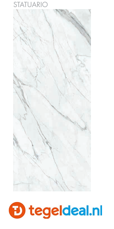 Supergres Purity of Marble, Statuario Matt, 60x120 cm, marmerlook tegels