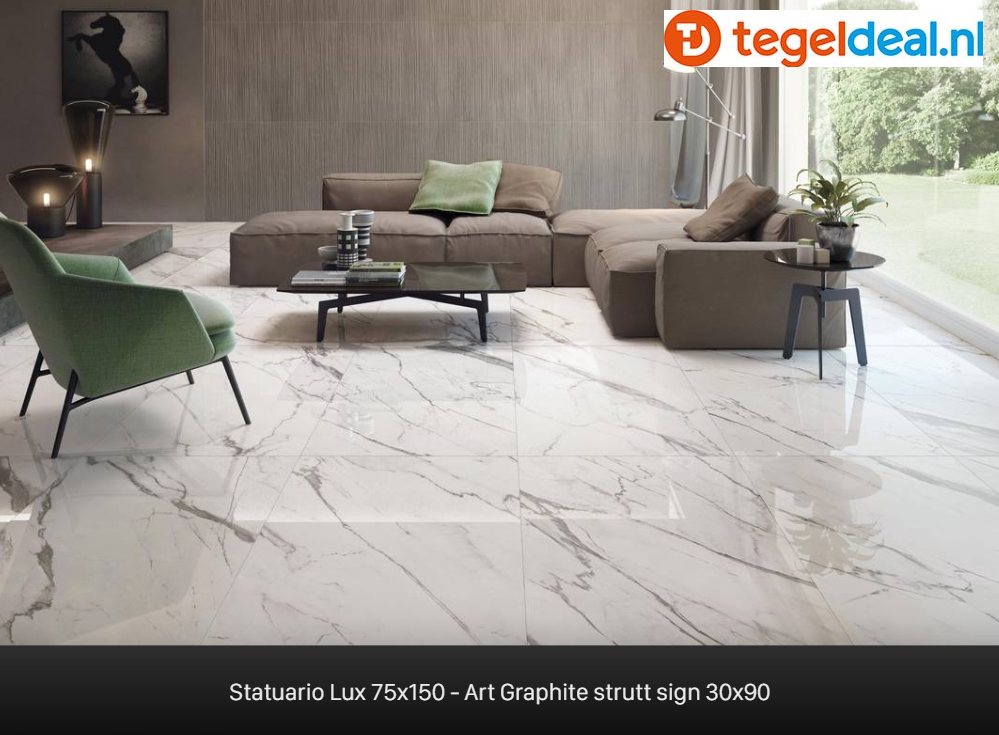 Supergres Purity of Marble, Statuario Lux, 60x120 cm, marmerlook tegels Supergres Purity of Marble, Statuario Lux, 60x120 cm, marmerlook tegels