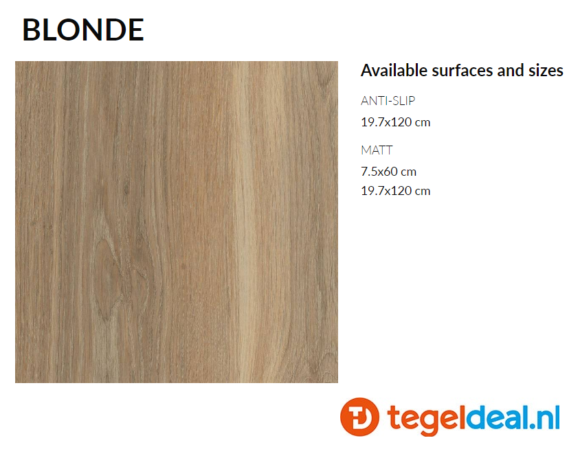 Supergres Natural Appeal Blonde, 7,5x60 cm, NB6Ø, houtlook tegels