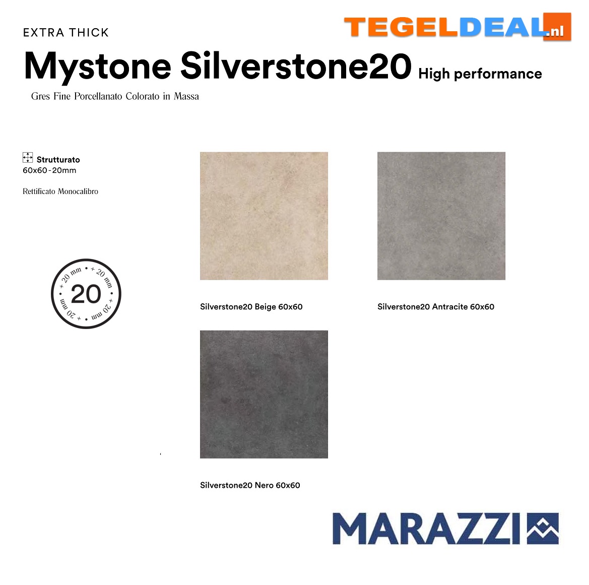 VLT Marazzi, Mystone Silverstone, zandsteen-look