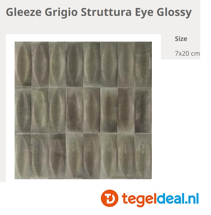 WDT Ragno Gleeze GRIGIO struttura EYE 3D, 7,5x20 cm, R8HK