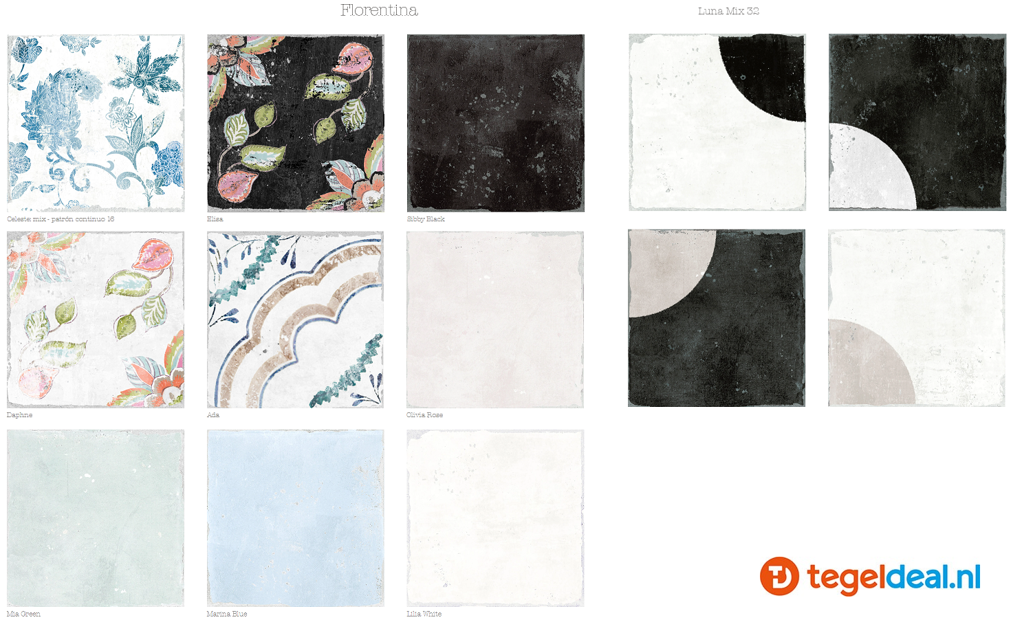 Nanda Tiles, Florentina, 15x15 cm, patroontegels Nanda Tiles, Florentina, 15x15 cm, patroontegels