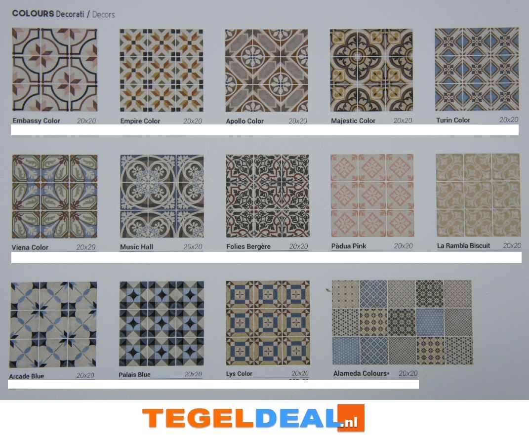 VLT Equipe, Art Nouveau, 20x20 cm, 12 uni kleuren en 22 decors!