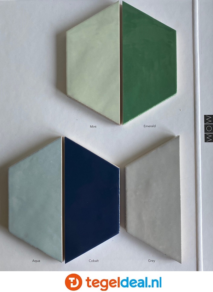 WOW Design, Zellige Hexa AQUA, 10,8x12,4 cm, hexagon wandtegels 