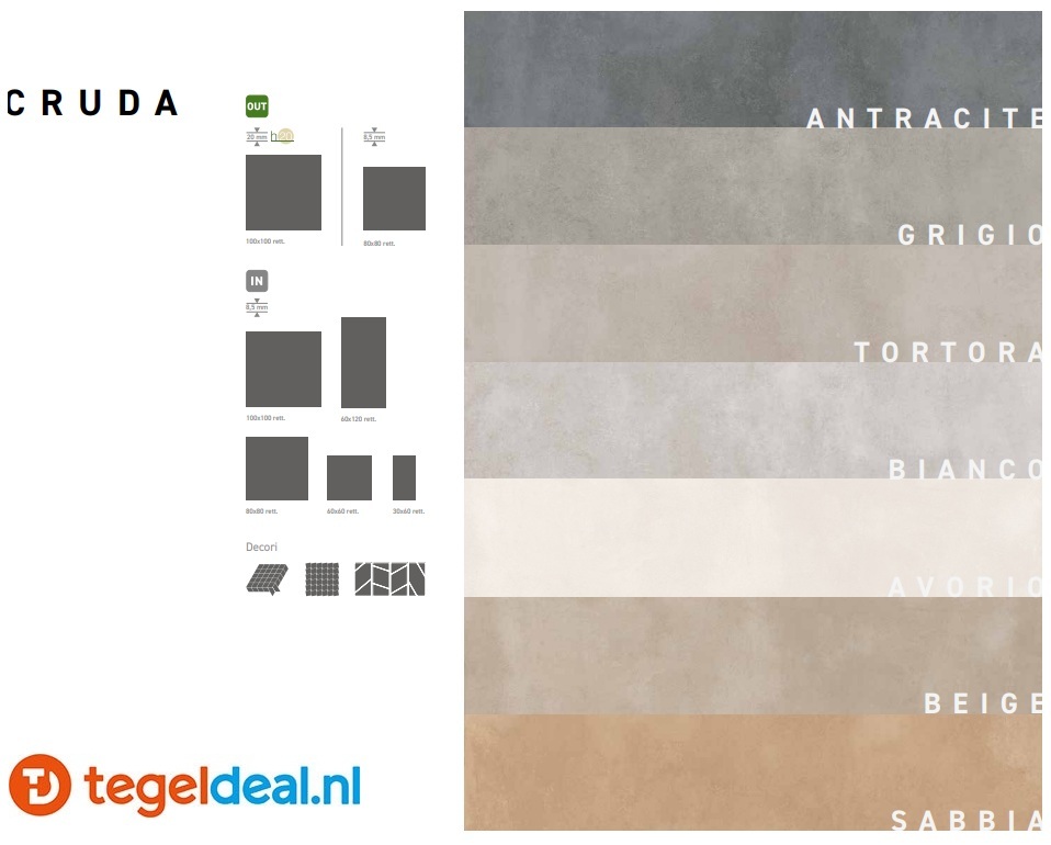 Rondine, Cruda, cementlook tegels 