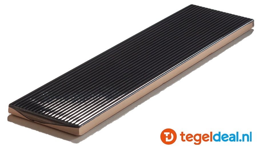 Stripes Gloss Obsidian, 6,5x26,1 cm, reliëf wandtegels