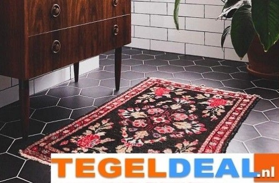 ACTIE Vloer-wandtegels Equipe, Hexatile NEGRO MATE, 17,5x20 cm  OP VOORRAAD - OP=OP