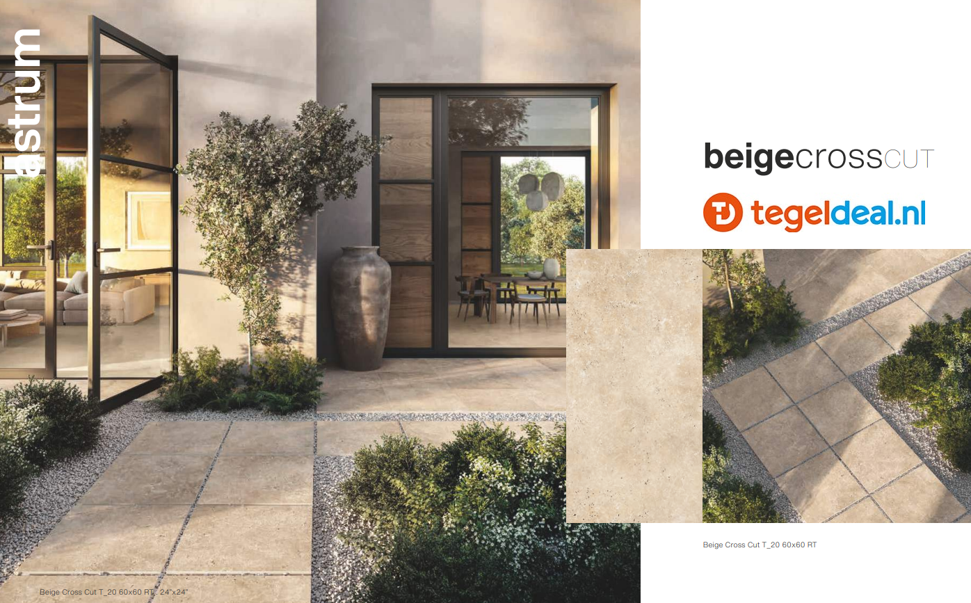Supergres Astrum, BEIGE Cross Cut Naturale, 30x60 cm, travertin-look tegels 