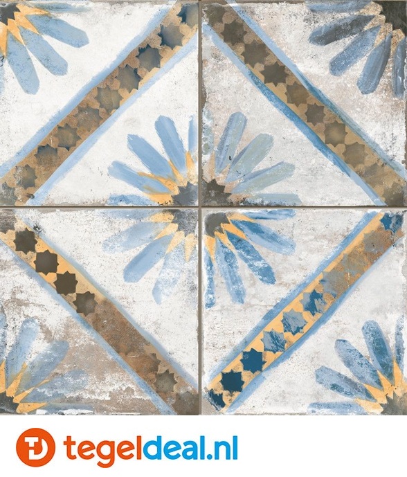 Peronda, Fs Marrakech Blue, 45x45 cm, vintage patroontegels