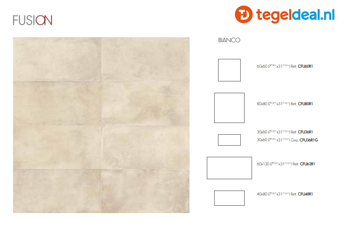 Castelvetro, Fusion Bianco, 30x60 cm GRIP, CFU36R1G